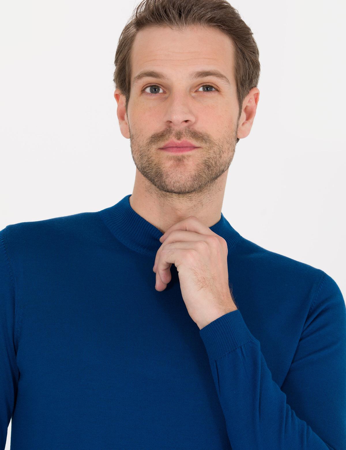İndigo Slim Fit Çeyrek Yaka Yün Karışımlı Basic Triko Kazak - 50257311034