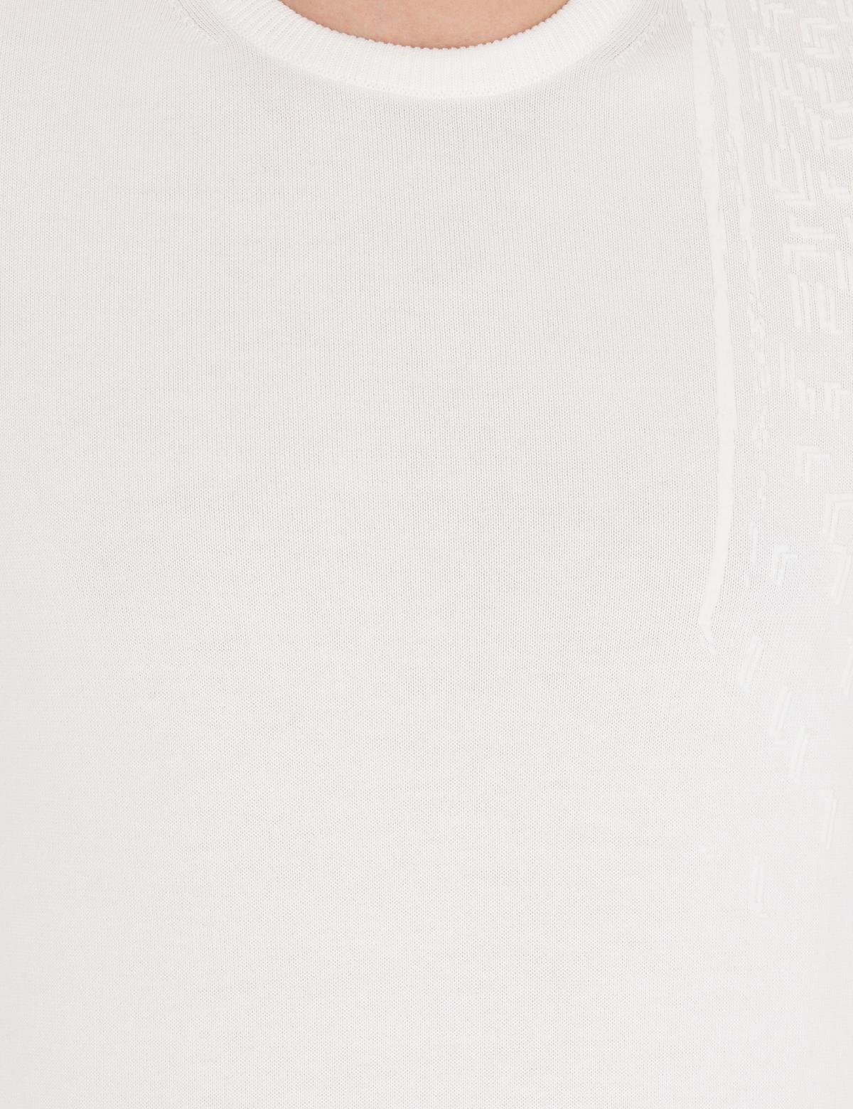 Ekru Slim Fit Bisiklet Yaka Triko Kazak - 50258795043