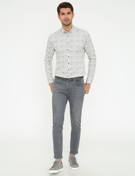 Gri Slim Fit Uzun Kollu Gömlek - 50251045019