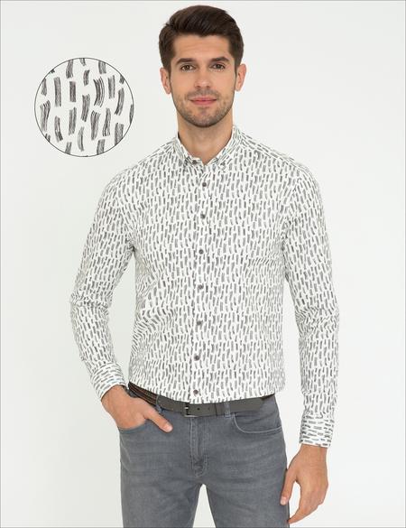 Gri Slim Fit Uzun Kollu Gömlek - 50251045019
