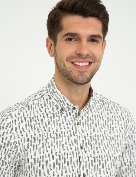 Gri Slim Fit Uzun Kollu Gömlek - 50251045019