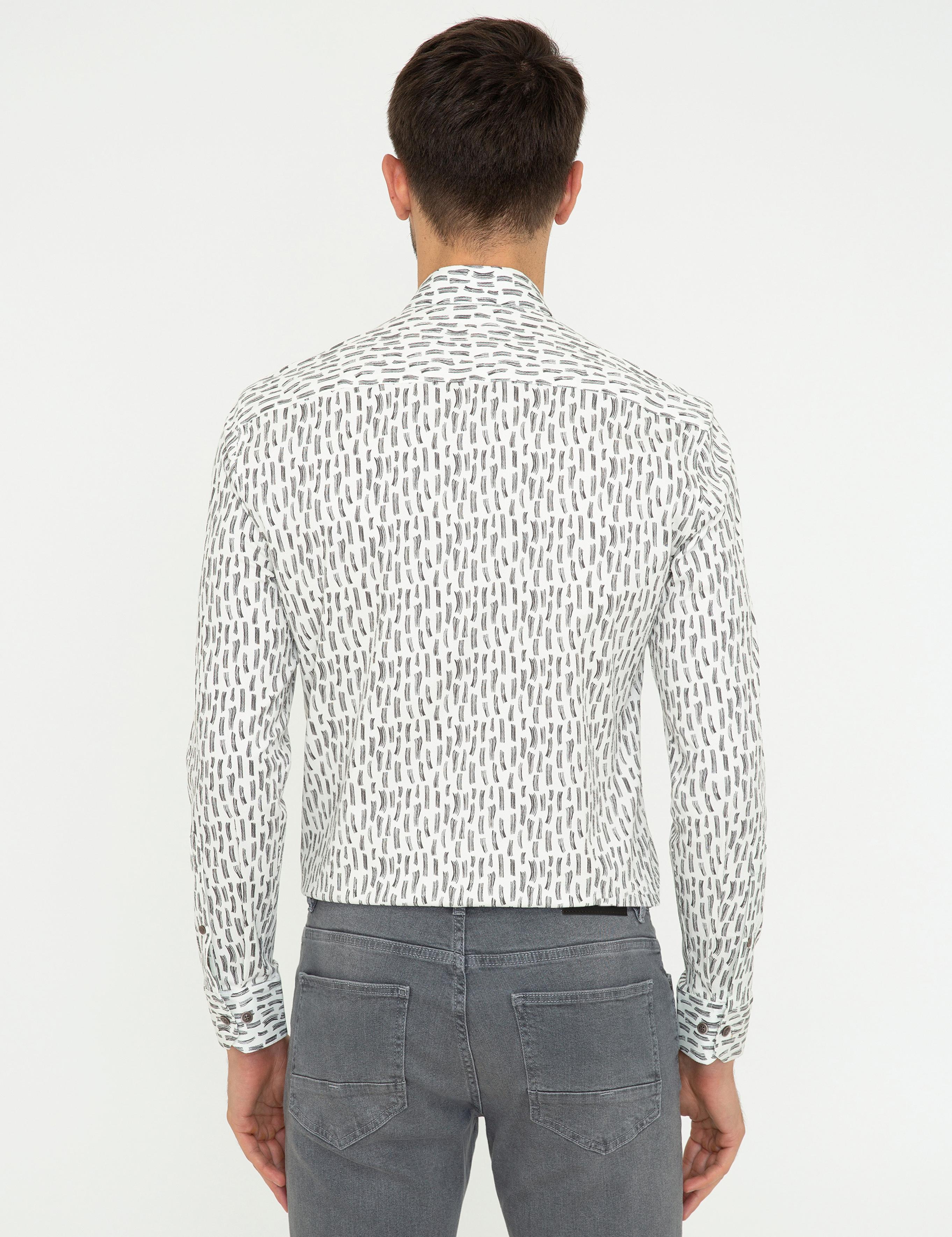 Gri Slim Fit Uzun Kollu Gömlek