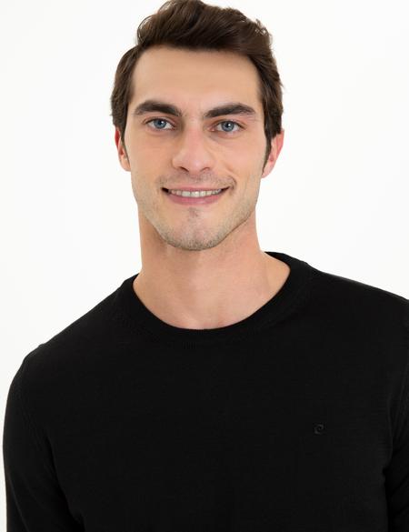 Siyah Regular Fit Basic Triko Kazak - 50237703008