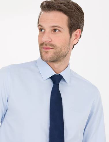 Açık Mavi Slim Fit Uzun Kollu Klasik Gömlek