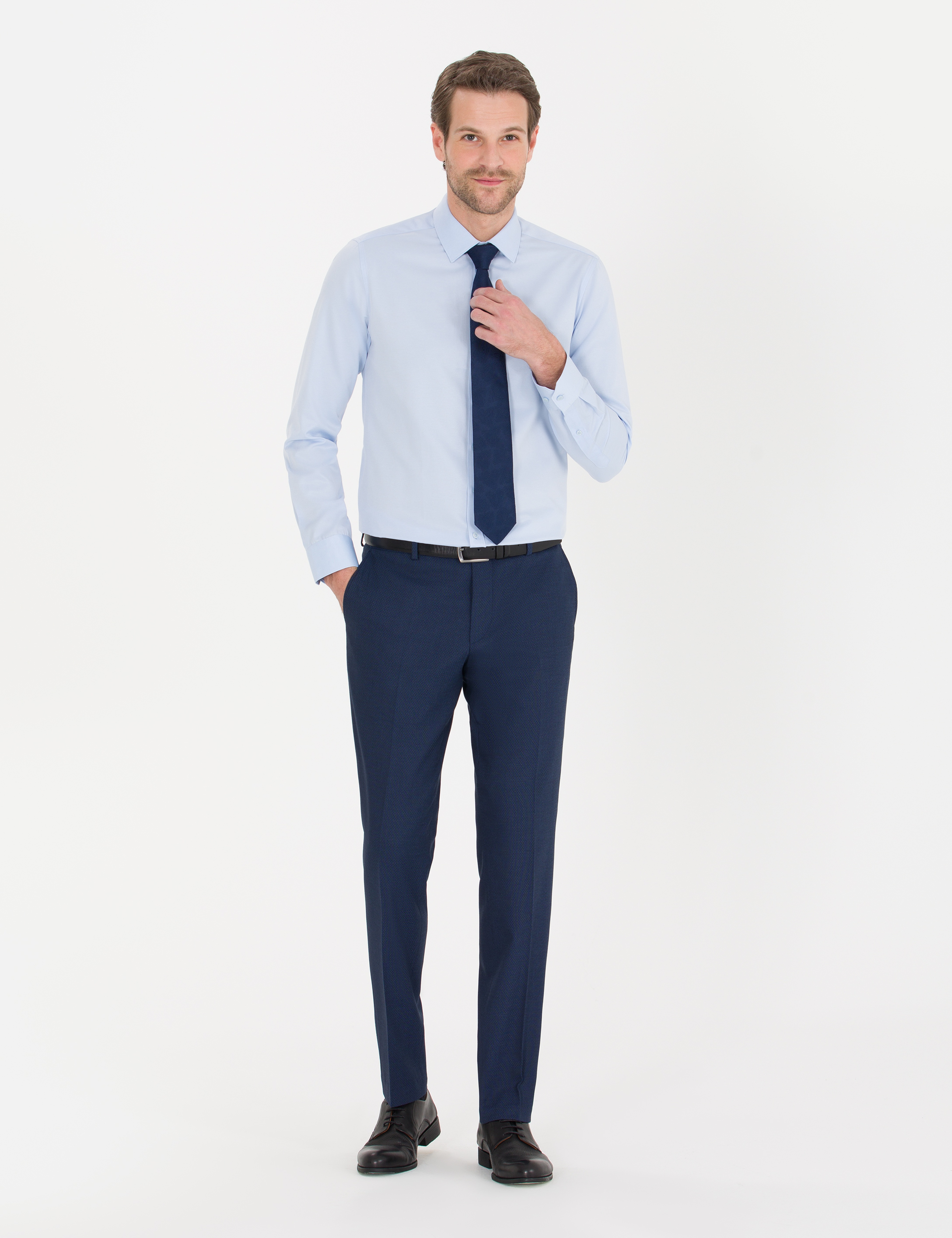 Açık Mavi Slim Fit Uzun Kollu Klasik Gömlek