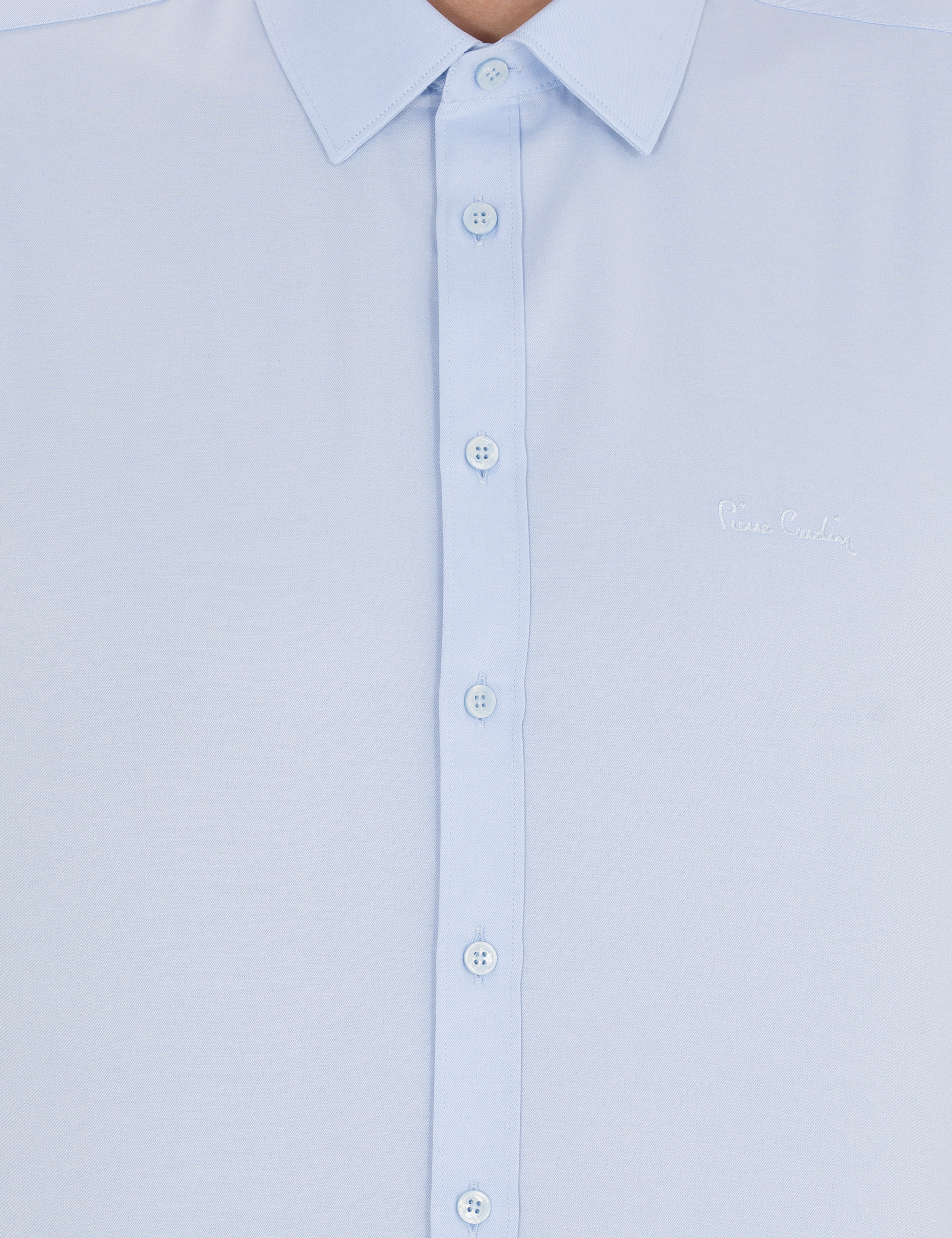 Açık Mavi Slim Fit Uzun Kollu Klasik Gömlek - Image 6