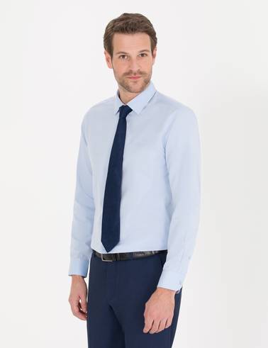 Açık Mavi Slim Fit Uzun Kollu Klasik Gömlek