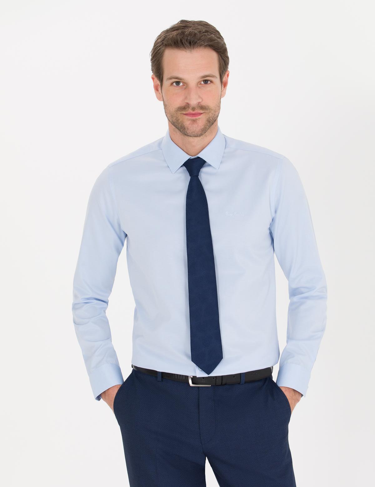 Açık Mavi Slim Fit Uzun Kollu Klasik Gömlek