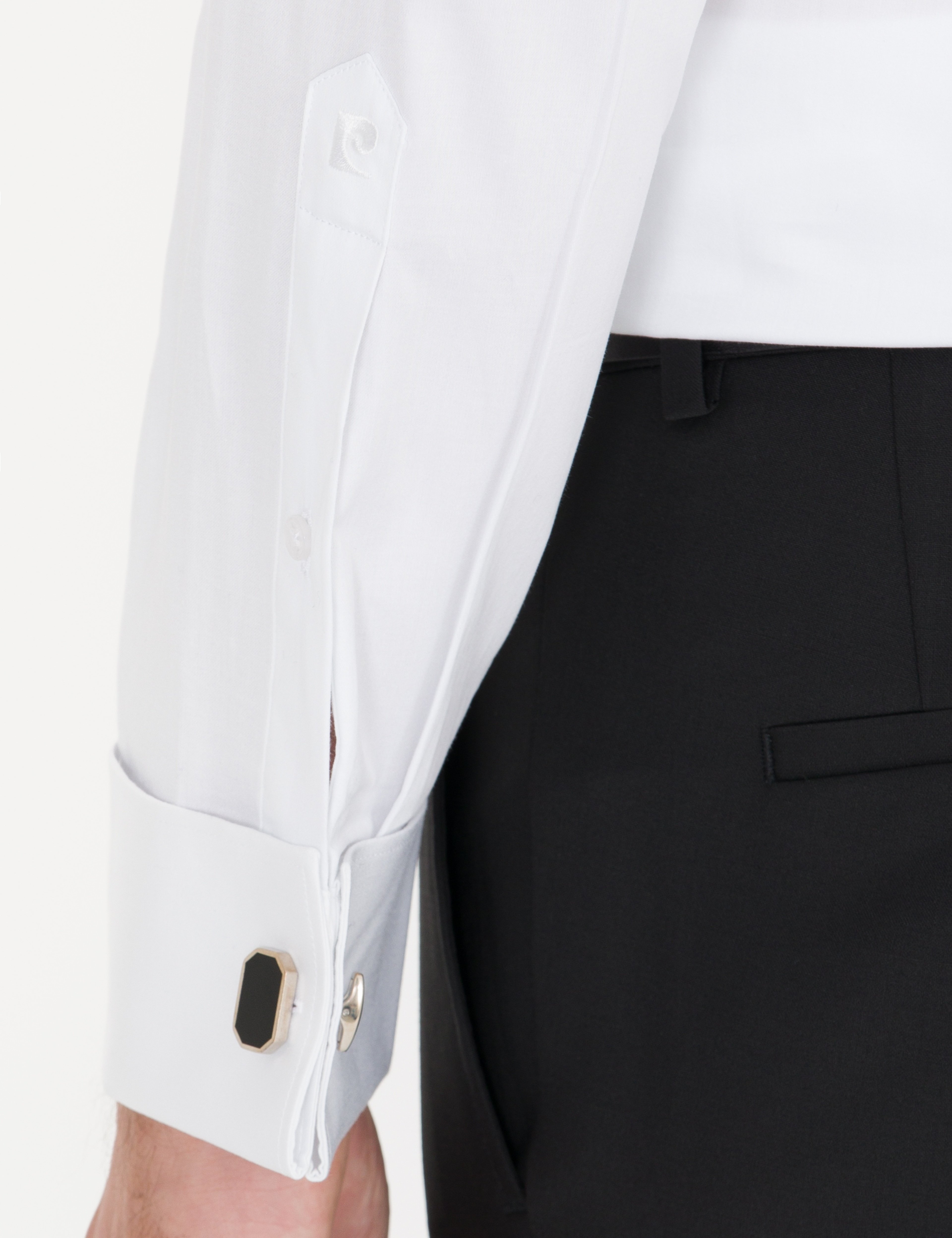 Beyaz Slim Fit Smokin Gömlek - Image 7