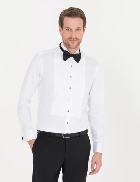 Beyaz Slim Fit Smokin Gömlek - 50256424010