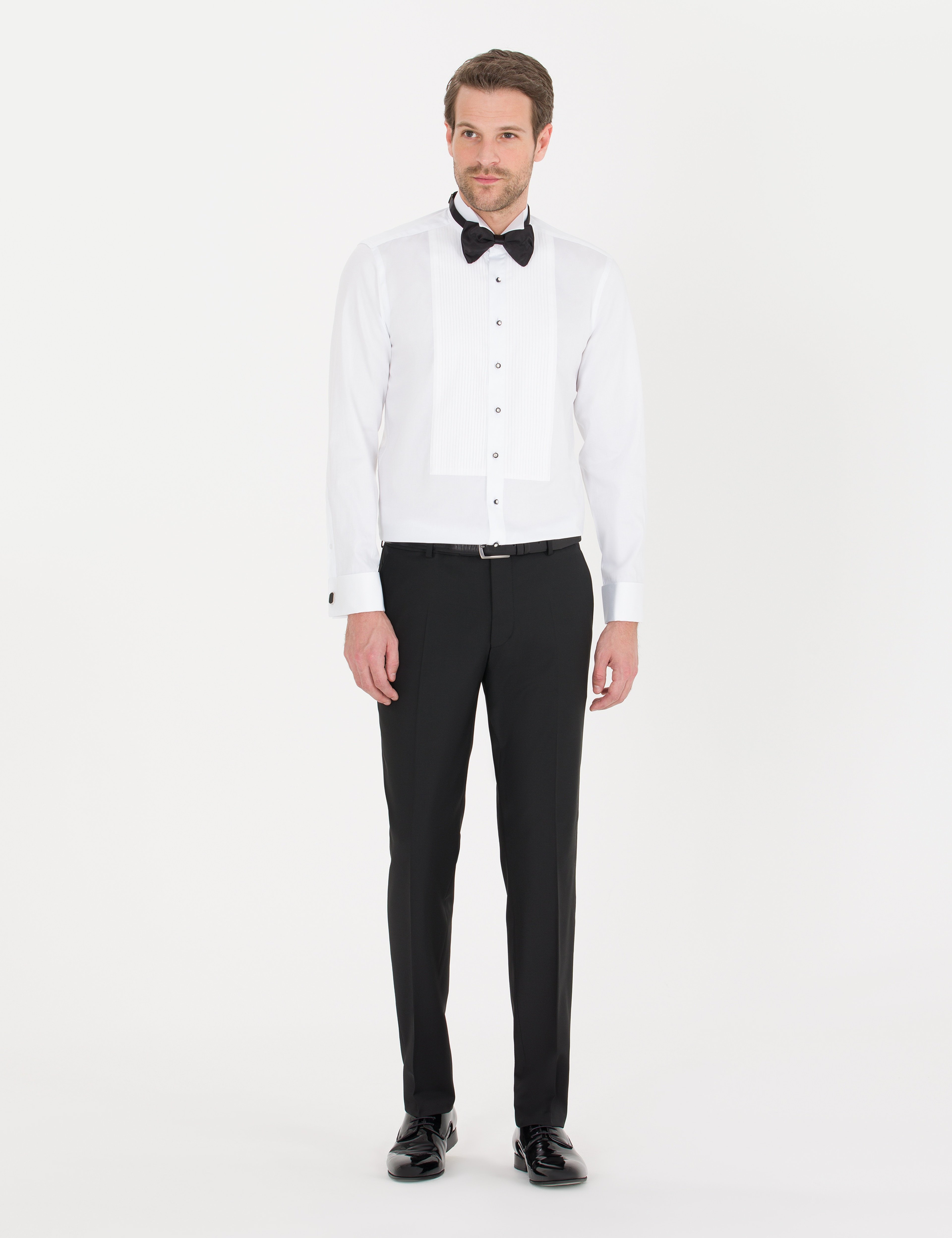 Beyaz Slim Fit Smokin Gömlek