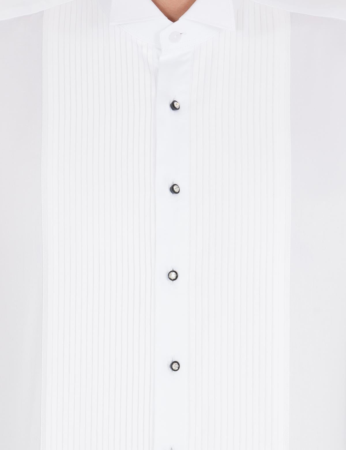 Beyaz Slim Fit Smokin Gömlek - 50256424010