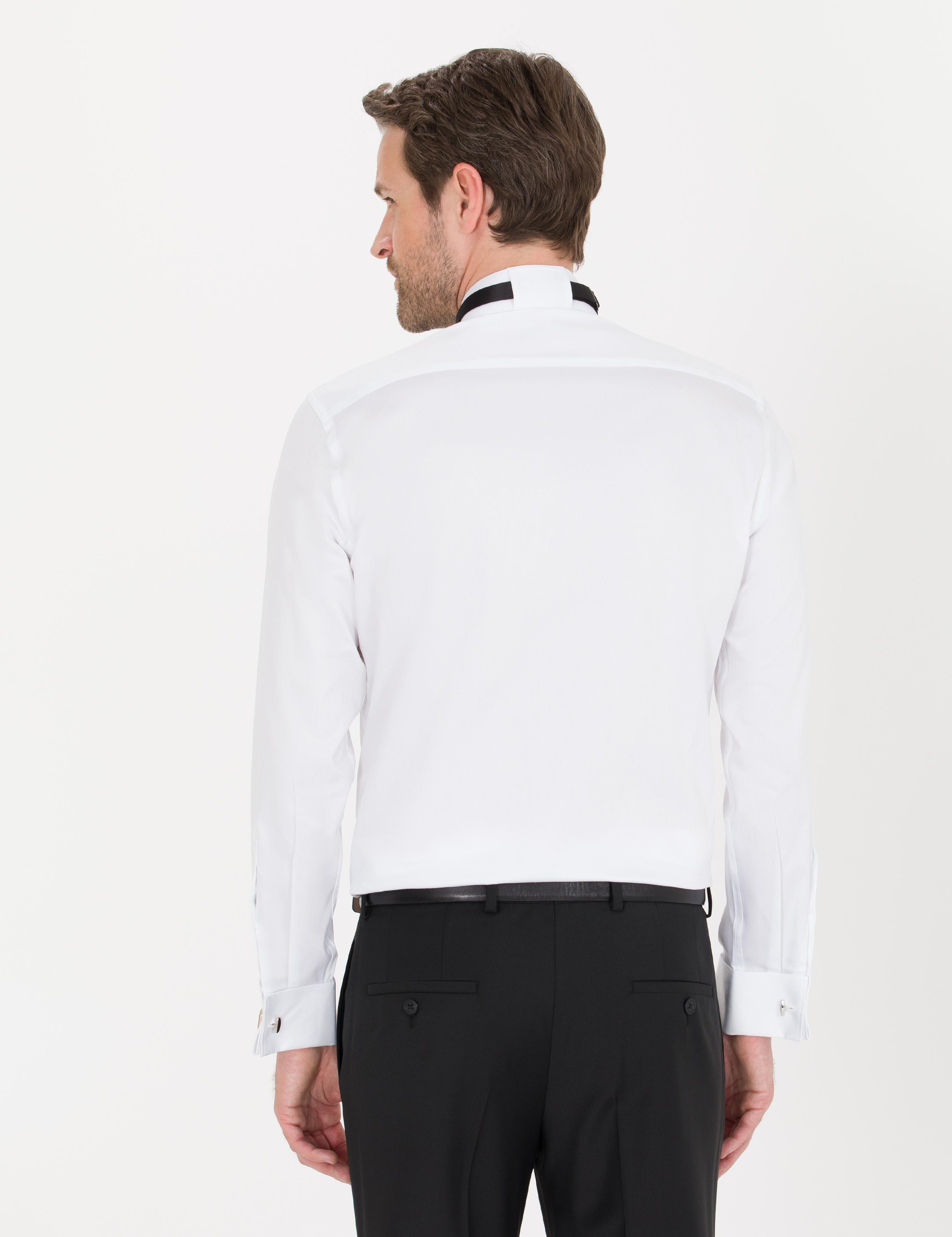 Beyaz Slim Fit Smokin Gömlek