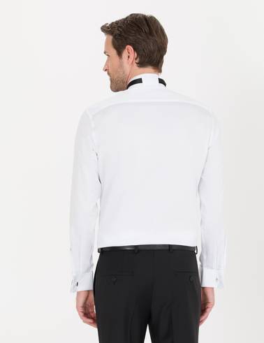 Beyaz Slim Fit Smokin Gömlek