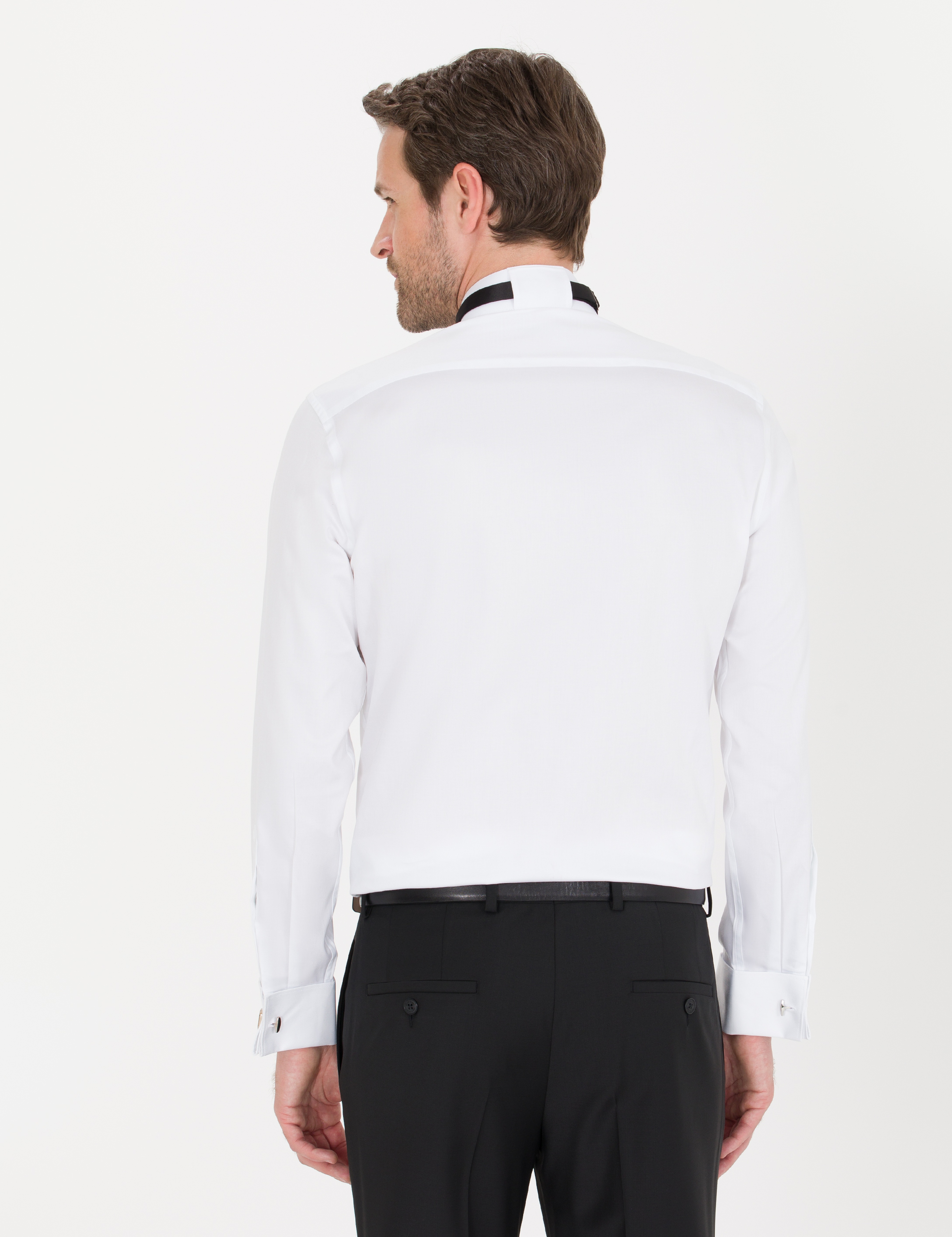 Beyaz Slim Fit Smokin Gömlek - Image 5