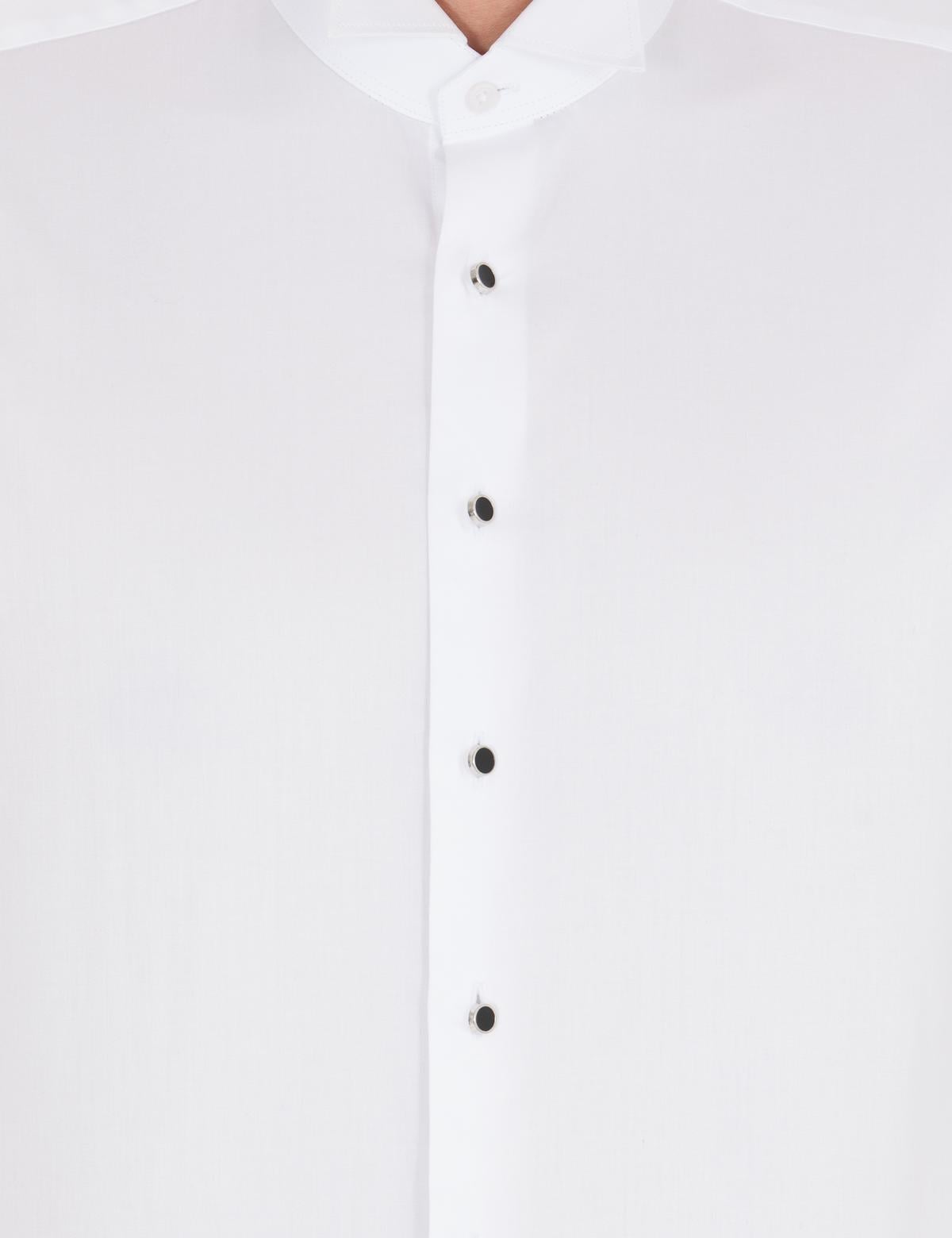 Beyaz Slim Fit Smokin Gömlek - 50256426003