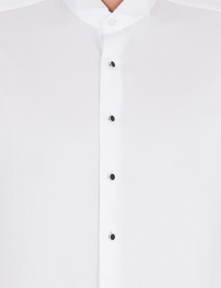 Beyaz Slim Fit Smokin Gömlek - 50256426003