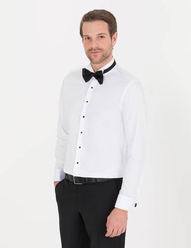 Beyaz Slim Fit Smokin Gömlek