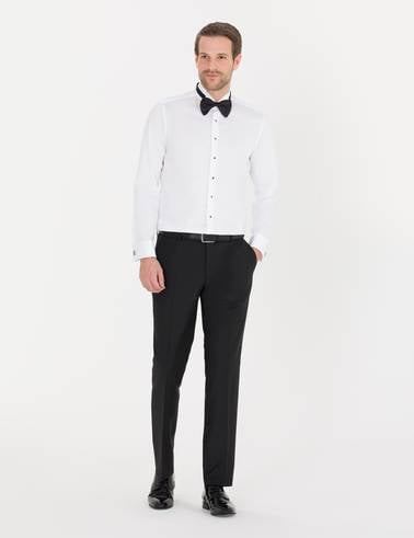 Beyaz Slim Fit Smokin Gömlek