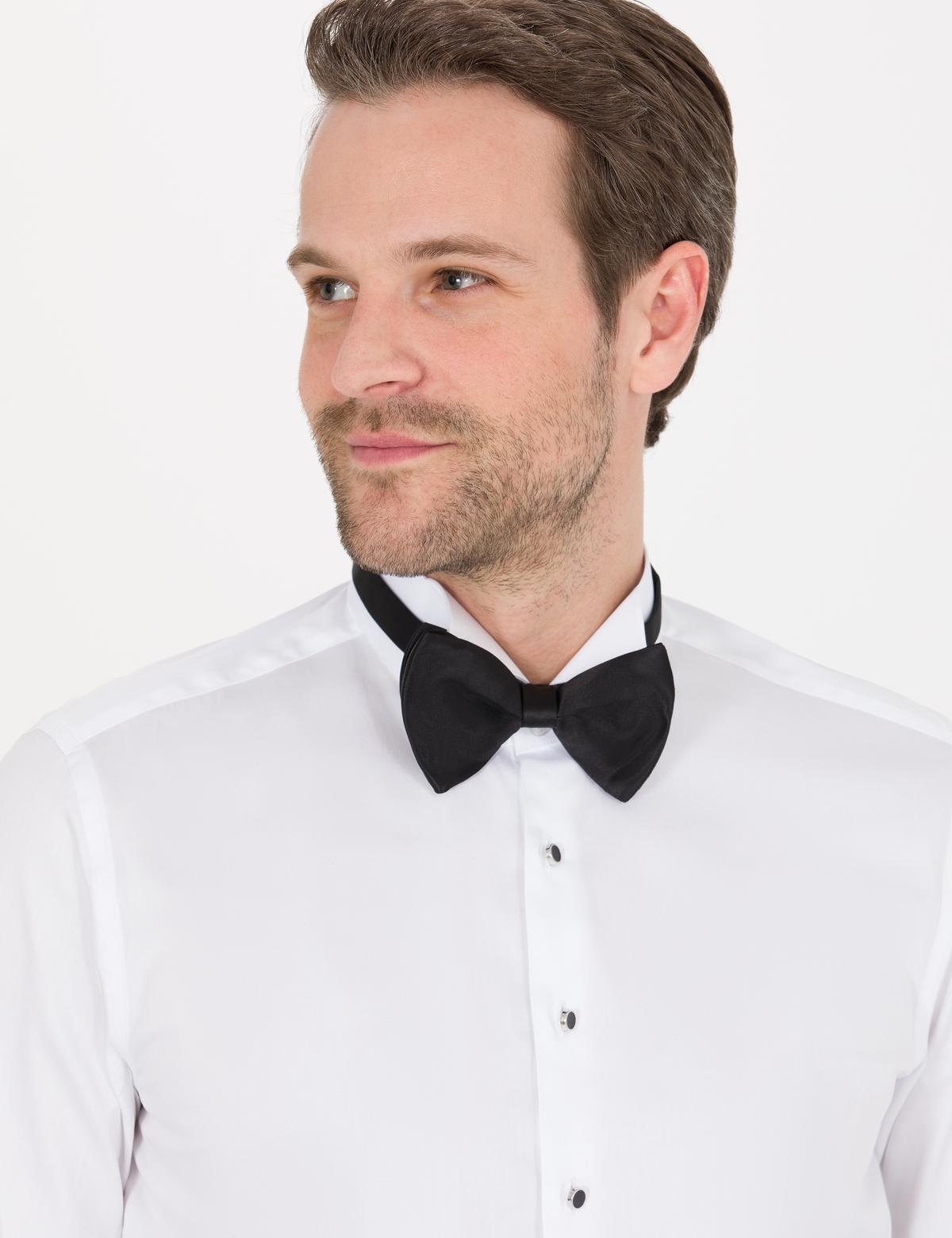 Beyaz Slim Fit Smokin Gömlek - 50256426003