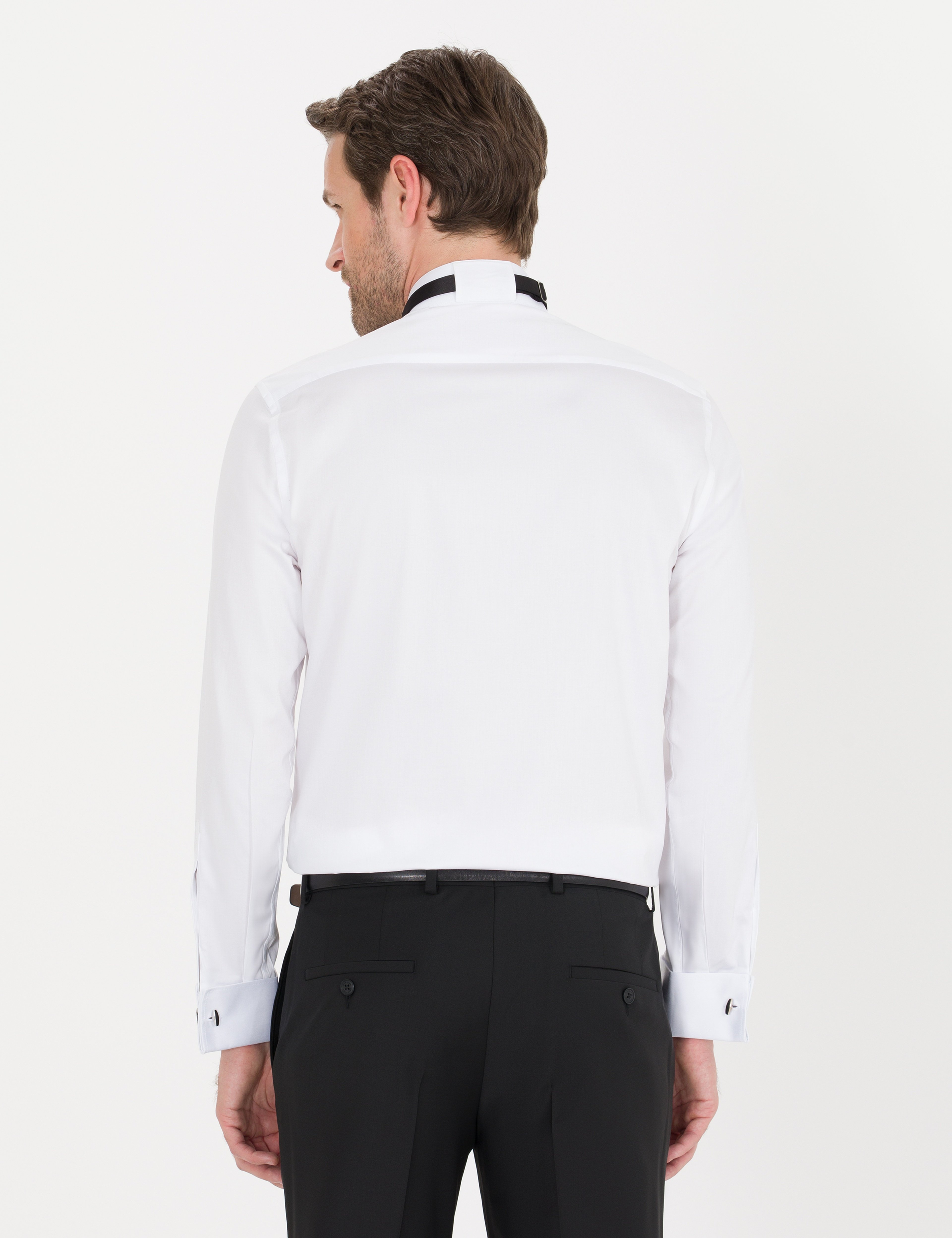 Beyaz Slim Fit Smokin Gömlek