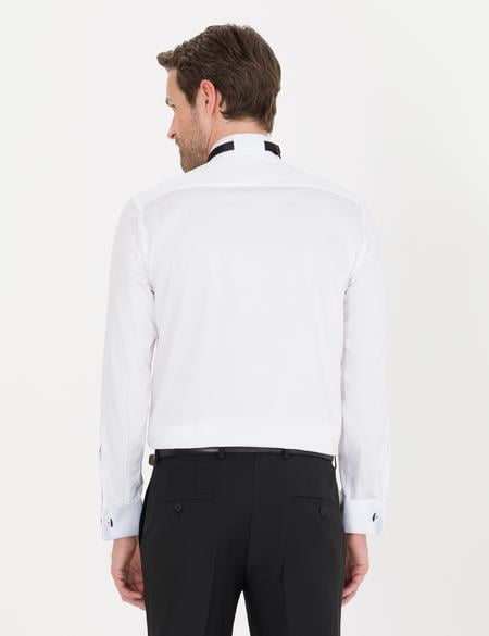 Beyaz Slim Fit Smokin Gömlek - 50256426003