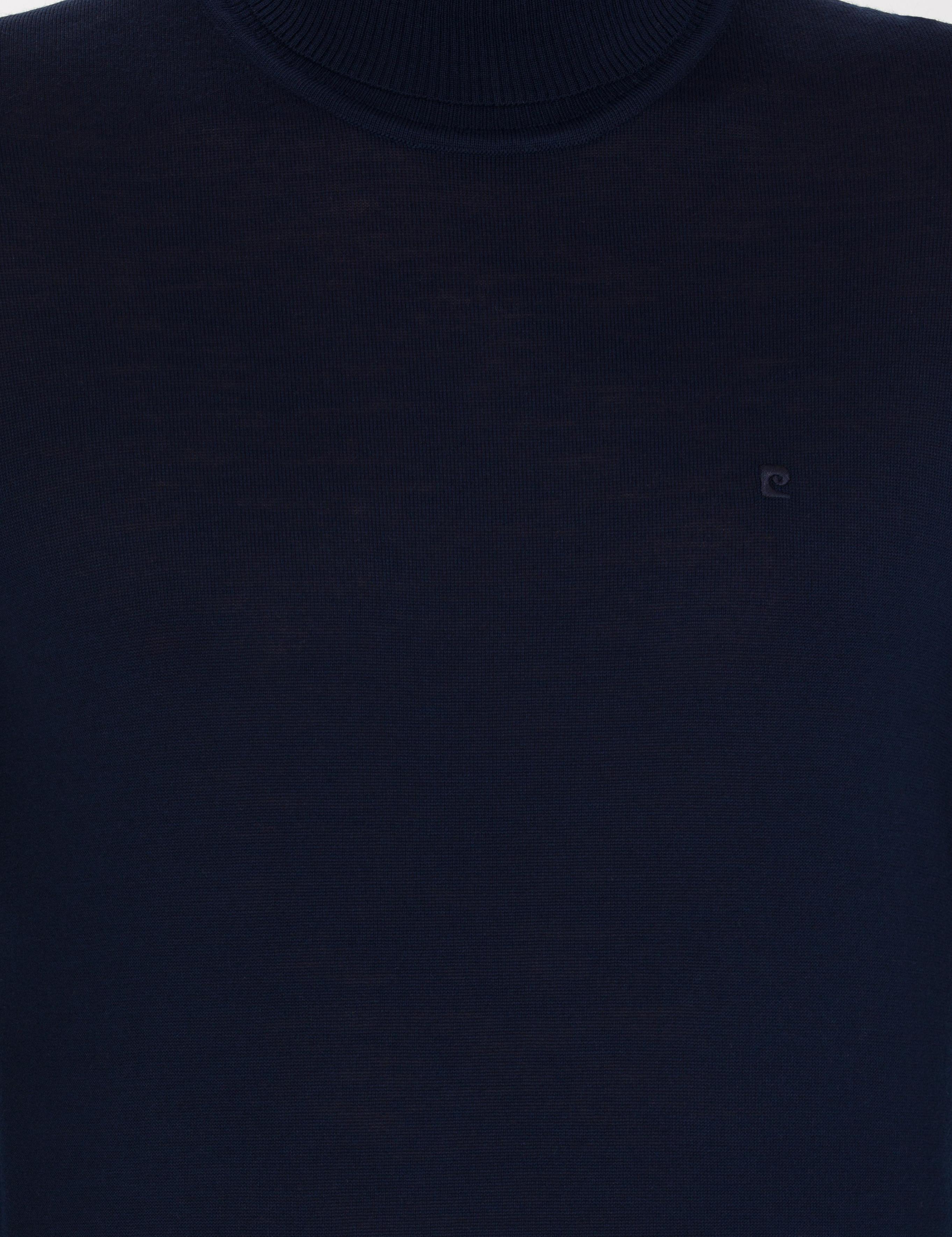 Lacivert Slim Fit Balıkçı Yaka Yün Karışımlı Basic Triko Kazak