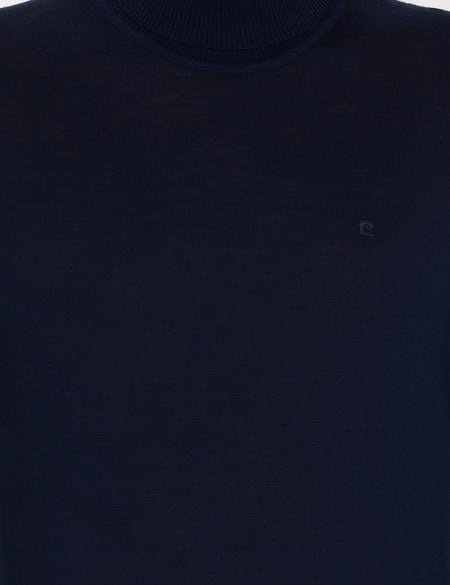 Lacivert Slim Fit Balıkçı Yaka Yün Karışımlı Basic Triko Kazak - 50257302031