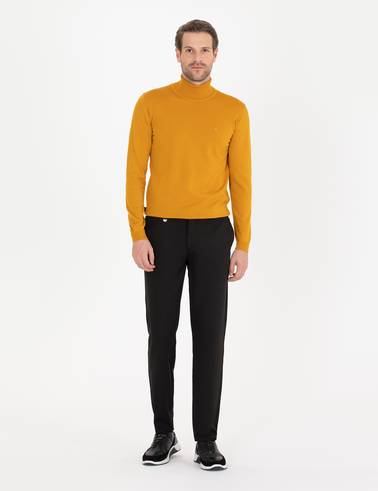 Safran Slim Fit Balıkçı Yaka Yün Karışımlı Basic Triko Kazak