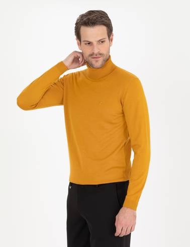 Safran Slim Fit Balıkçı Yaka Yün Karışımlı Basic Triko Kazak