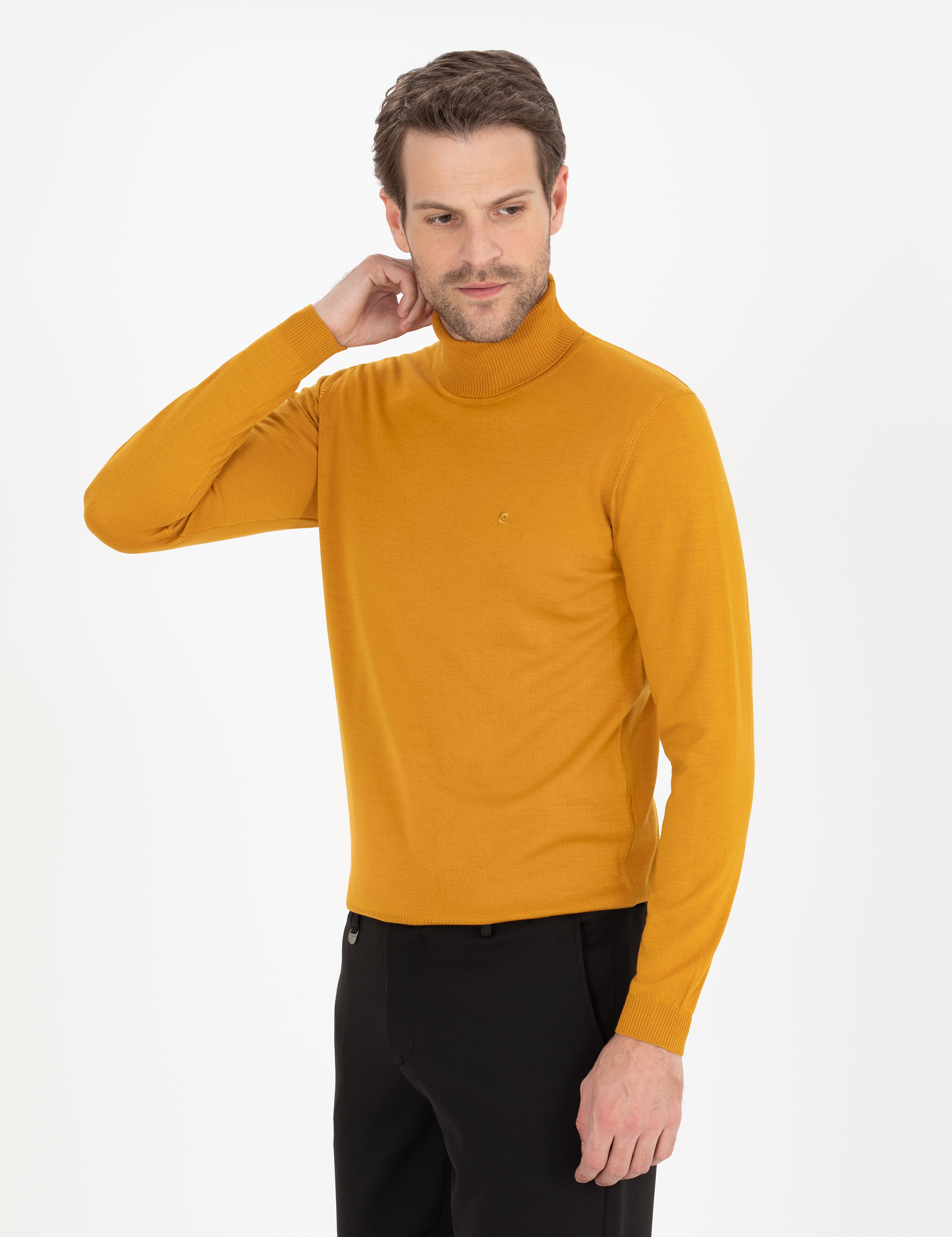 Safran Slim Fit Balıkçı Yaka Yün Karışımlı Basic Triko Kazak