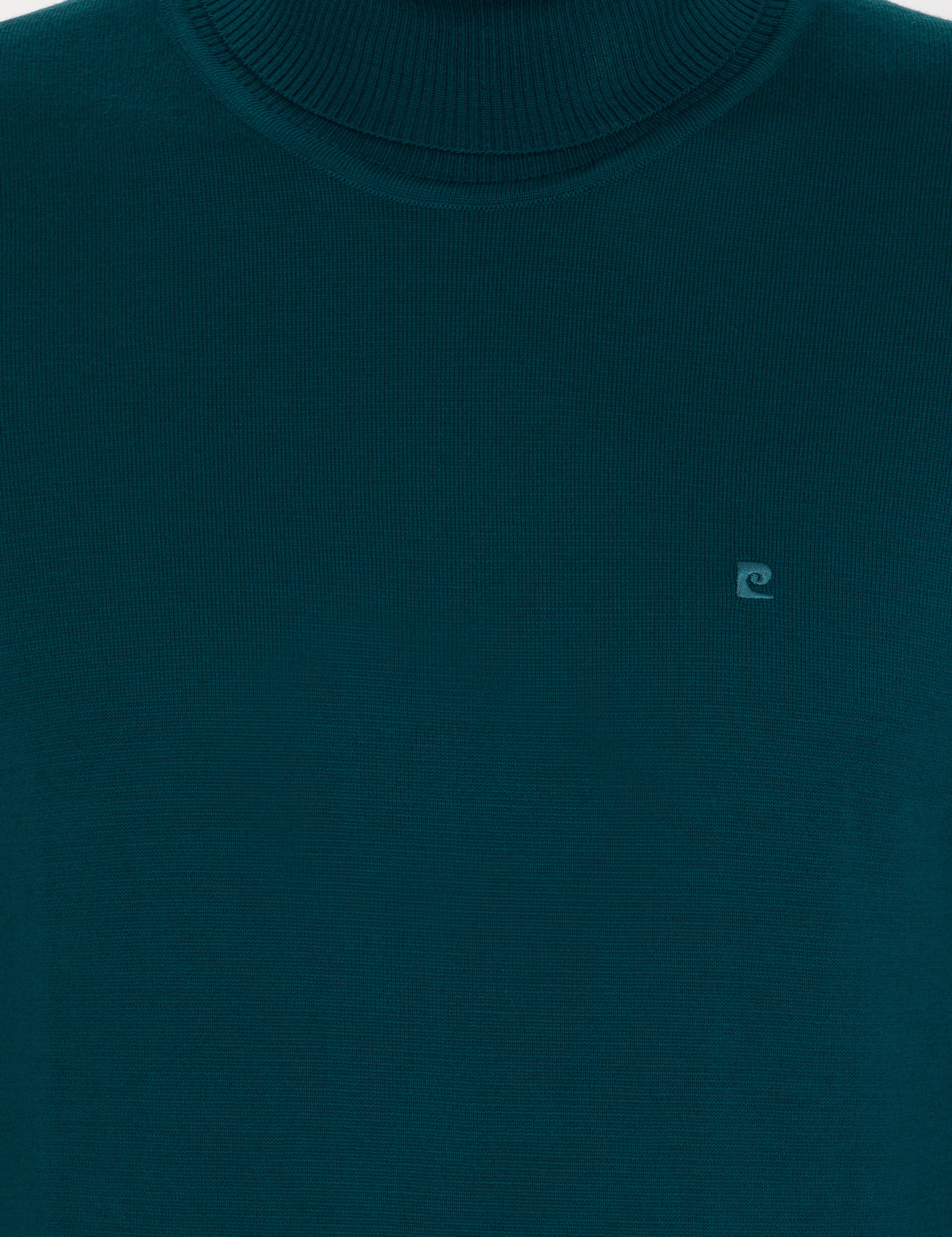 Yeşil Slim Fit Balıkçı Yaka Yün Karışımlı Basic Triko Kazak - Image 6