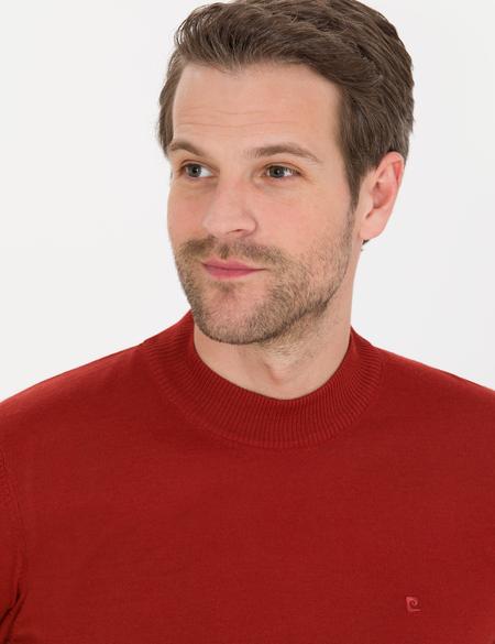 Kiremit Slim Fit Çeyrek Yaka Yün Karışımlı Basic Triko Kazak - 50257311011