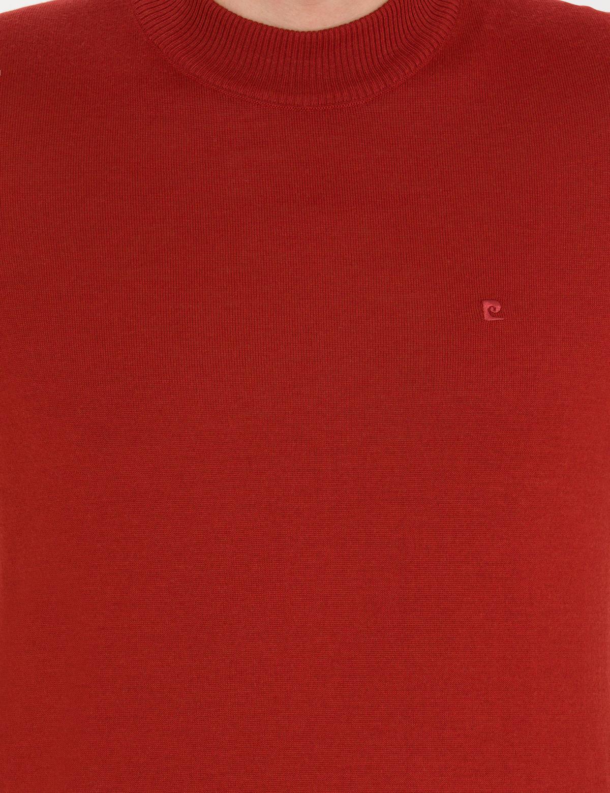 Kiremit Slim Fit Çeyrek Yaka Yün Karışımlı Basic Triko Kazak - 50257311011