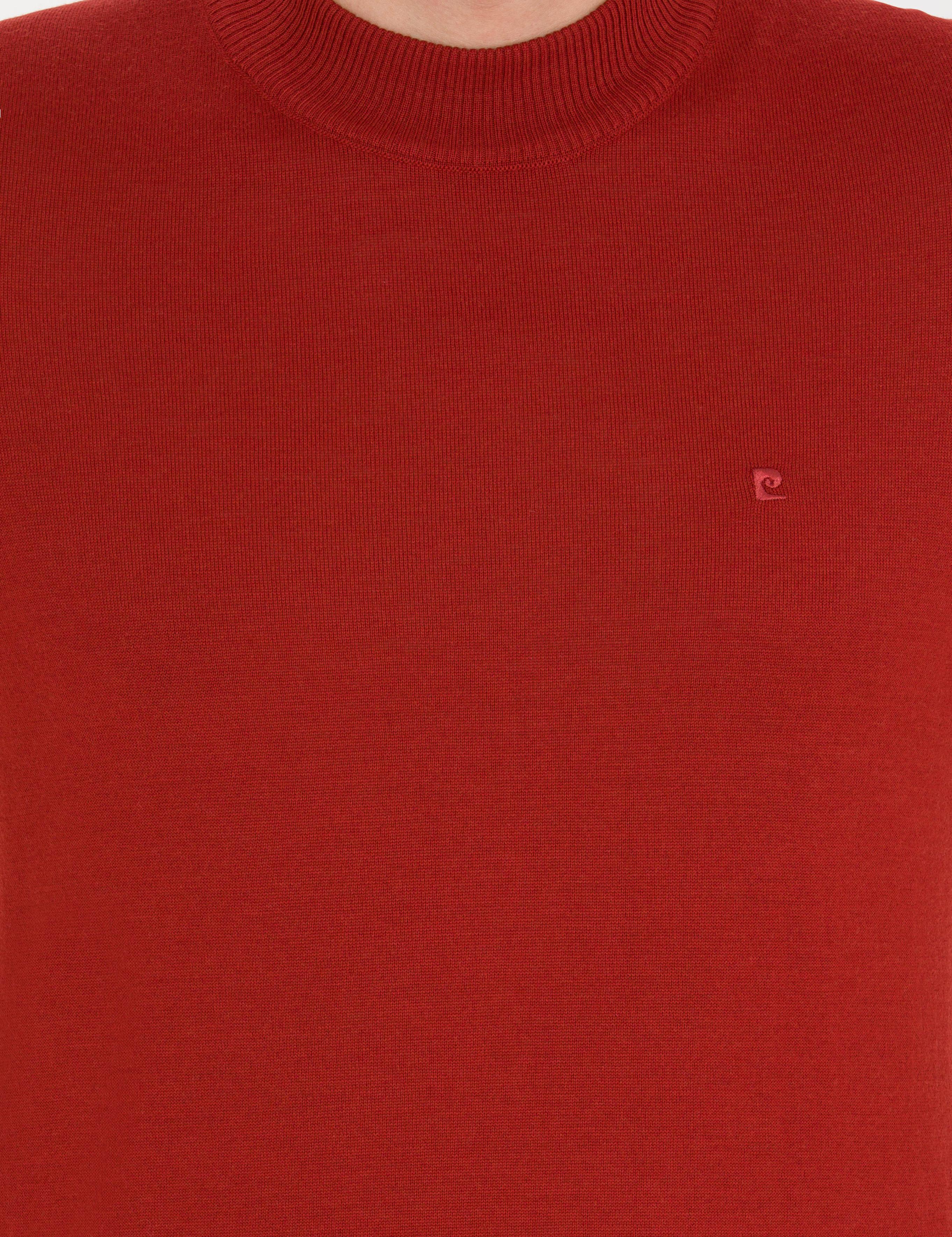 Kiremit Slim Fit Çeyrek Yaka Yün Karışımlı Basic Triko Kazak