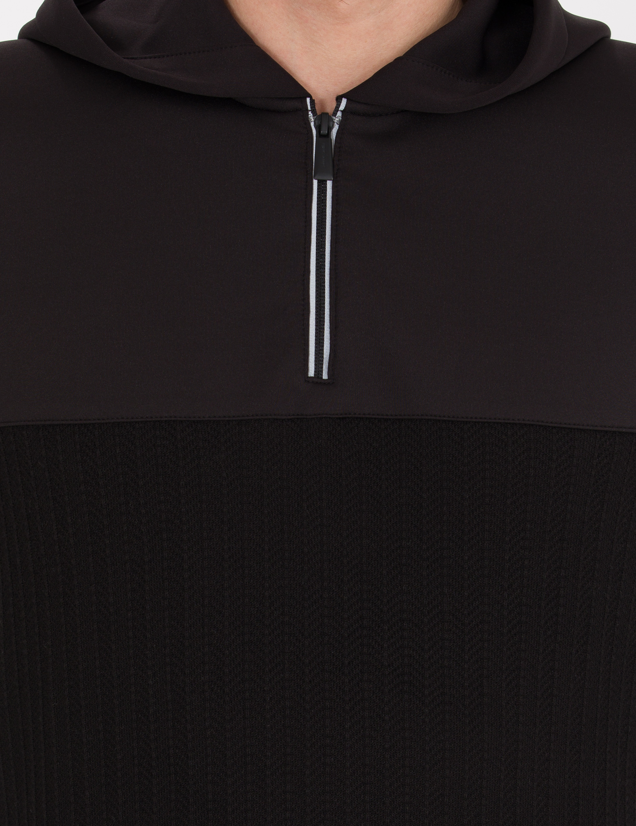 Siyah Slim Fit Kapüşonlu Triko Kazak