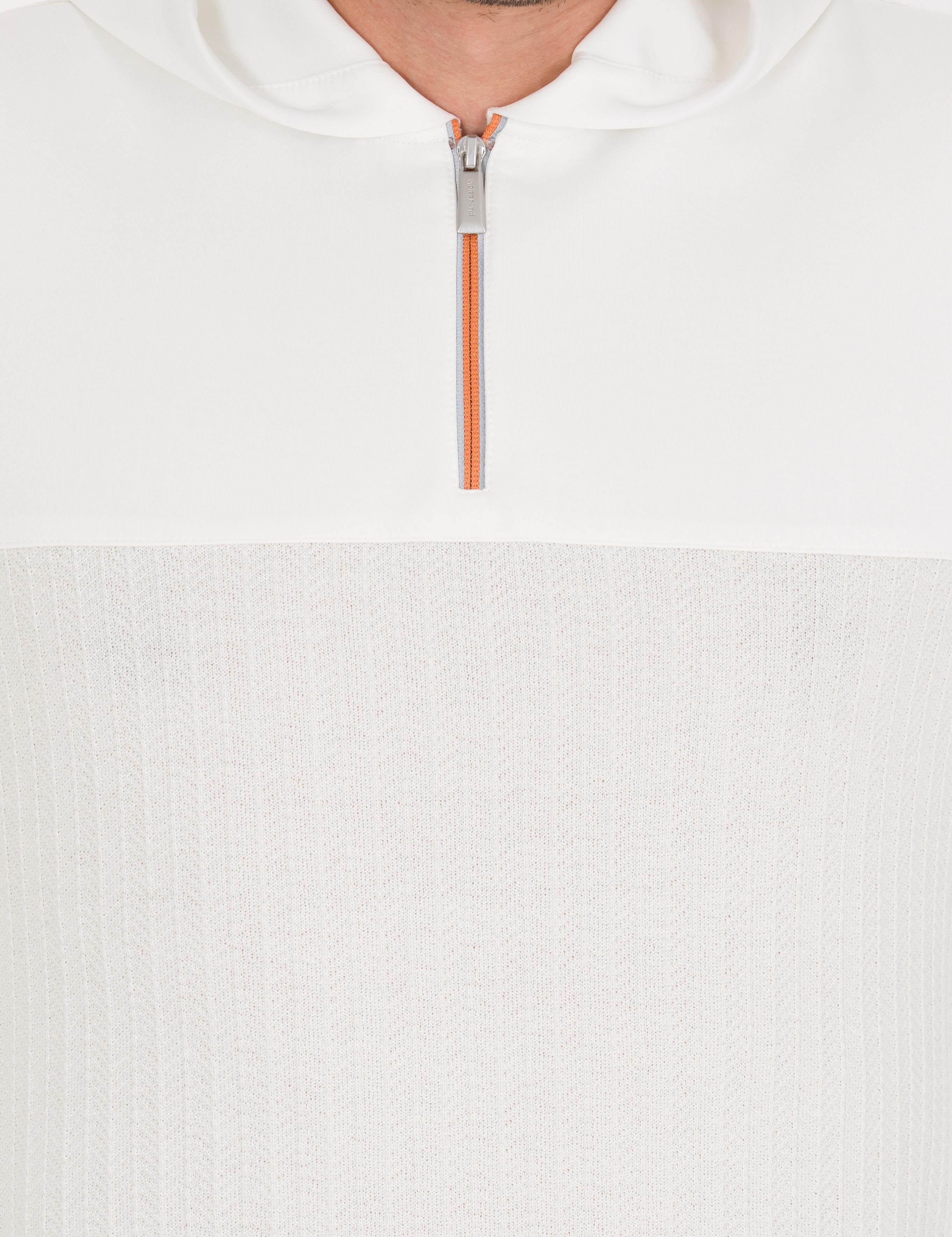 Ekru Slim Fit Kapüşonlu Triko Kazak