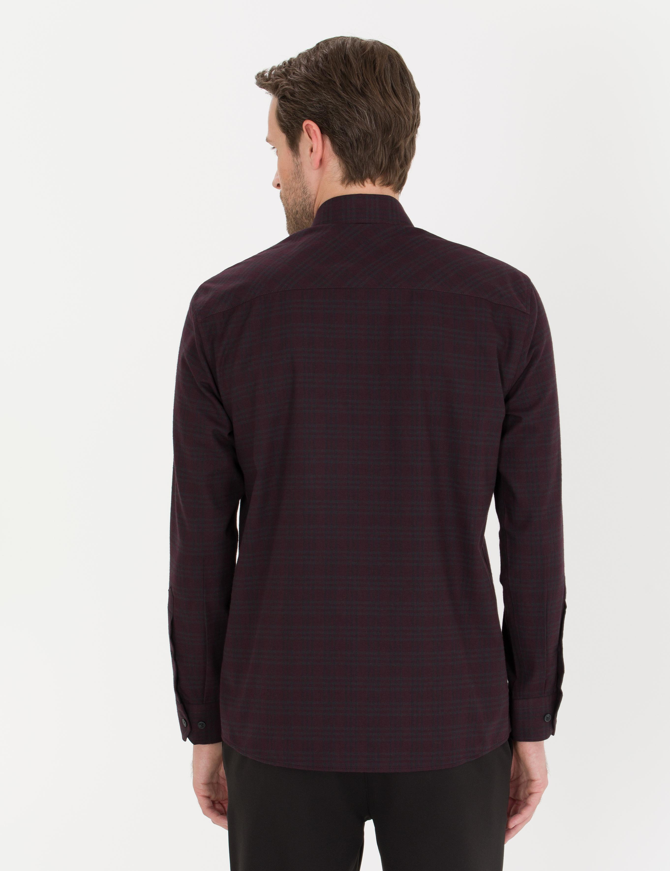 Bordo Regular Fit Uzun Kollu Gömlek