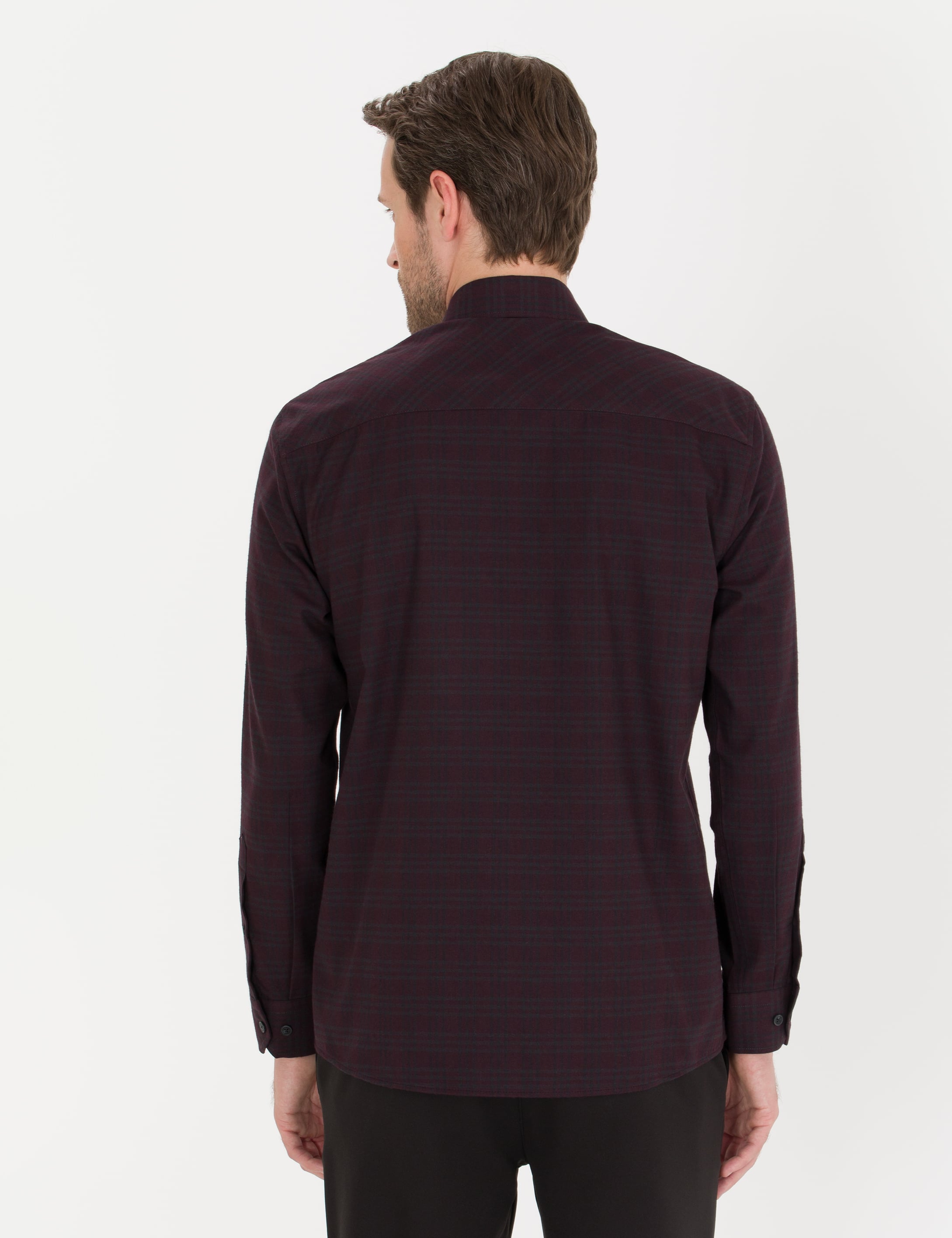 Bordo Regular Fit Uzun Kollu Gömlek - Image 5