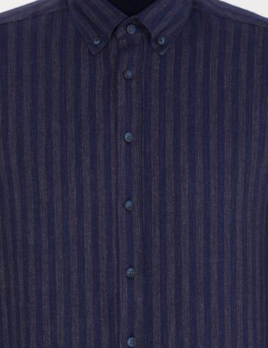 Lacivert Slim Fit Uzun Kollu Gömlek