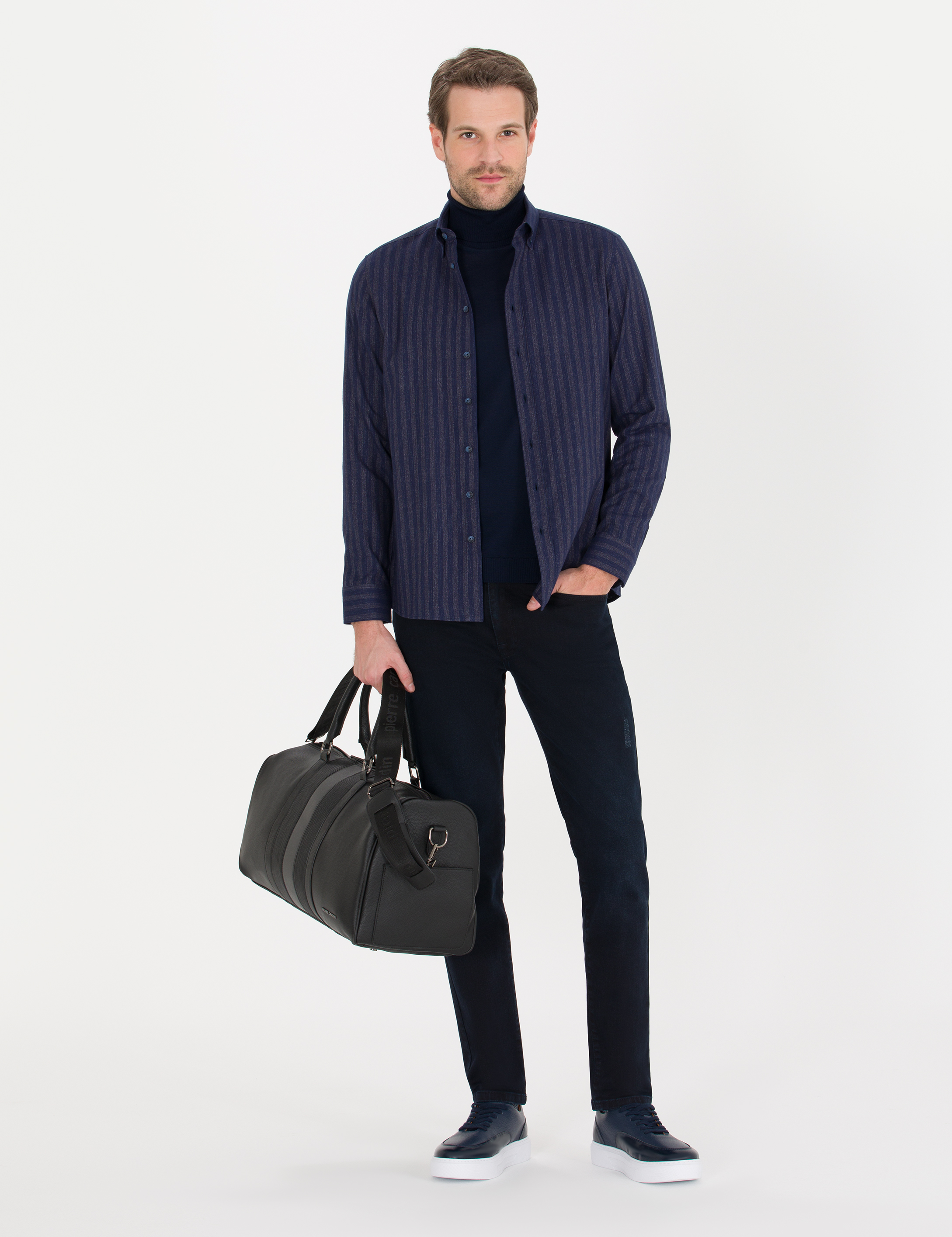 Pierre Cardin Lacivert Slim Fit Uzun Kollu Gömlek görsel 2