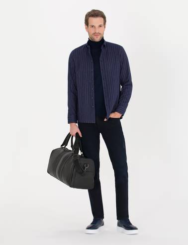 Lacivert Slim Fit Uzun Kollu Gömlek