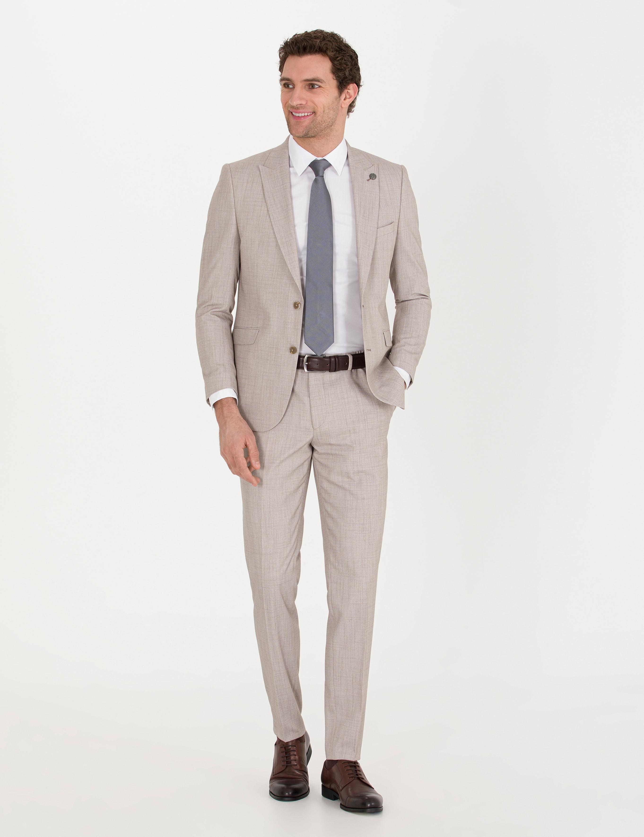 Açık Kahverengi Ekstra Slim Fit Takım Elbise