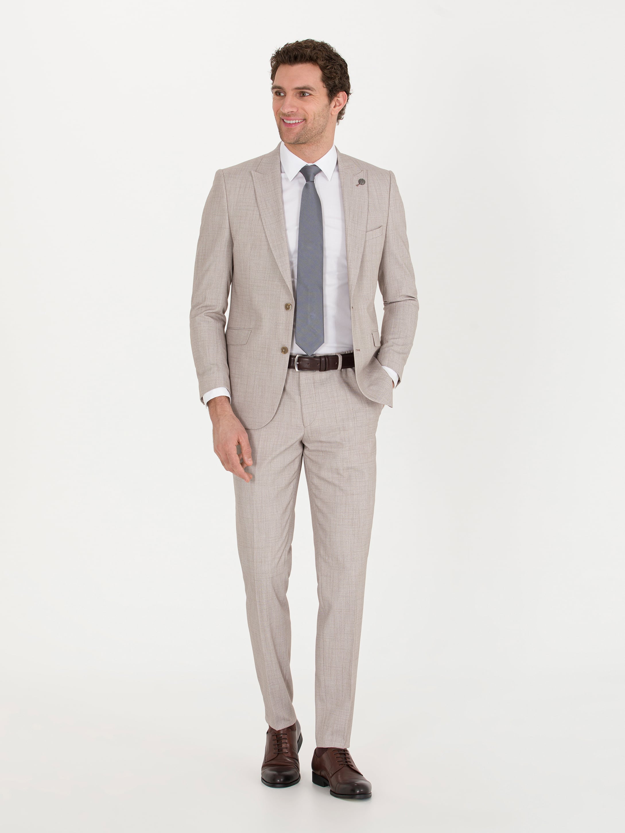 Açık Kahverengi Ekstra Slim Fit Takım Elbise