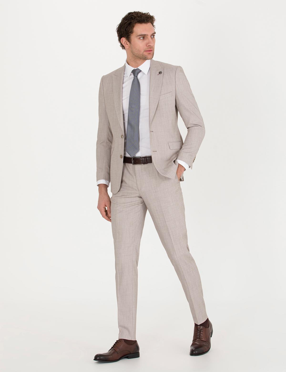 Açık Kahverengi Ekstra Slim Fit Takım Elbise