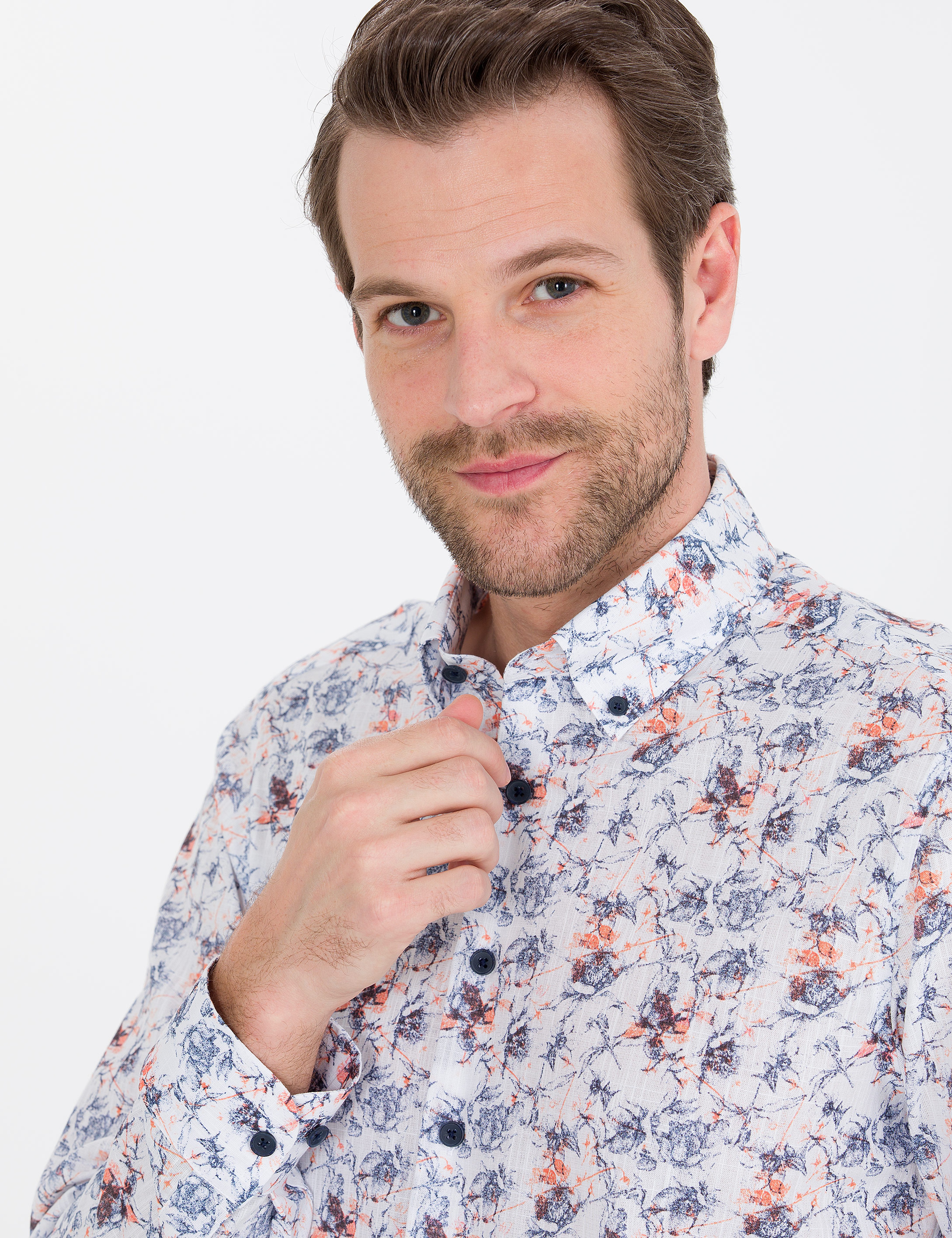 Lacivert Slim Fit Uzun Kollu Gömlek - Image 2