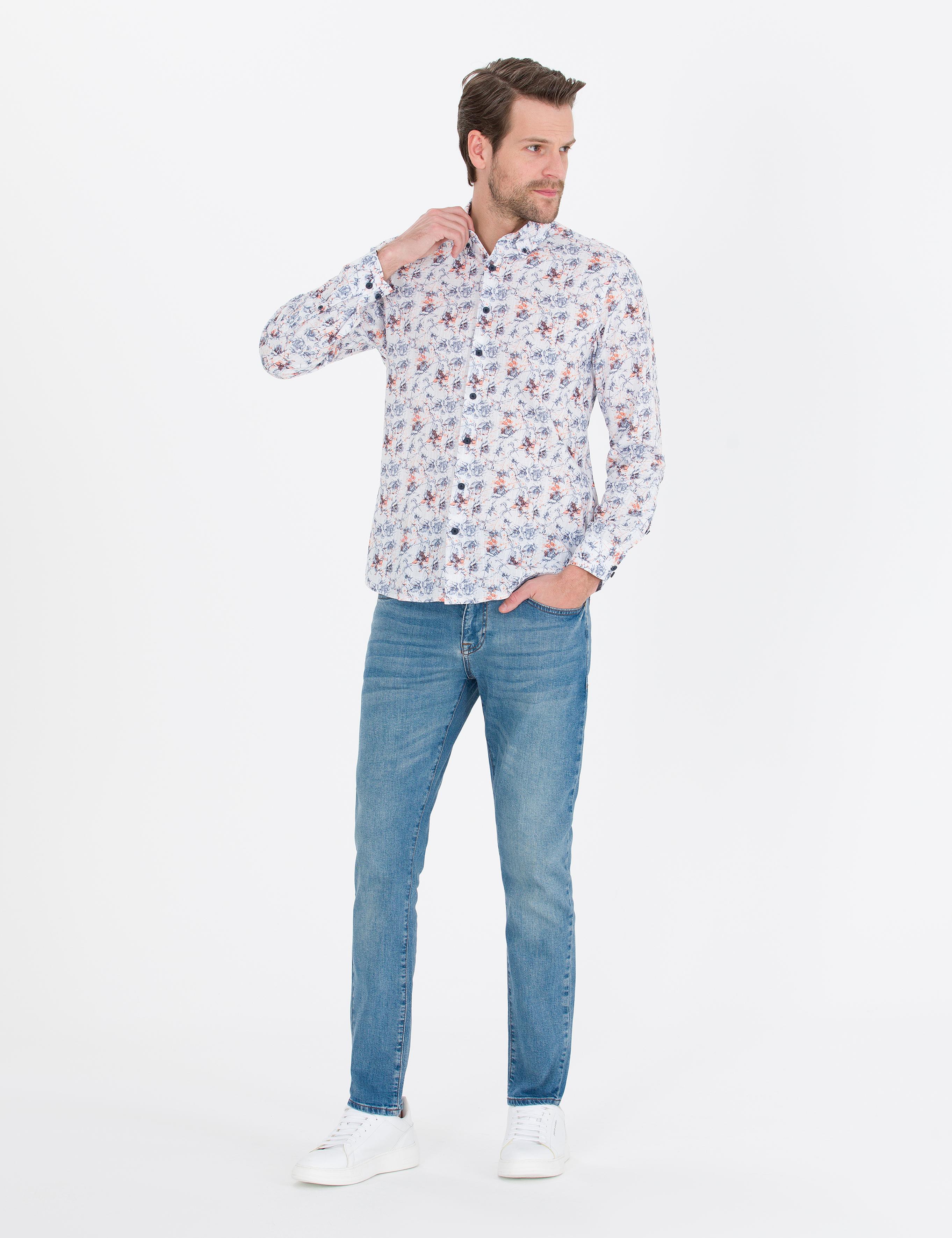 Lacivert Slim Fit Uzun Kollu Gömlek