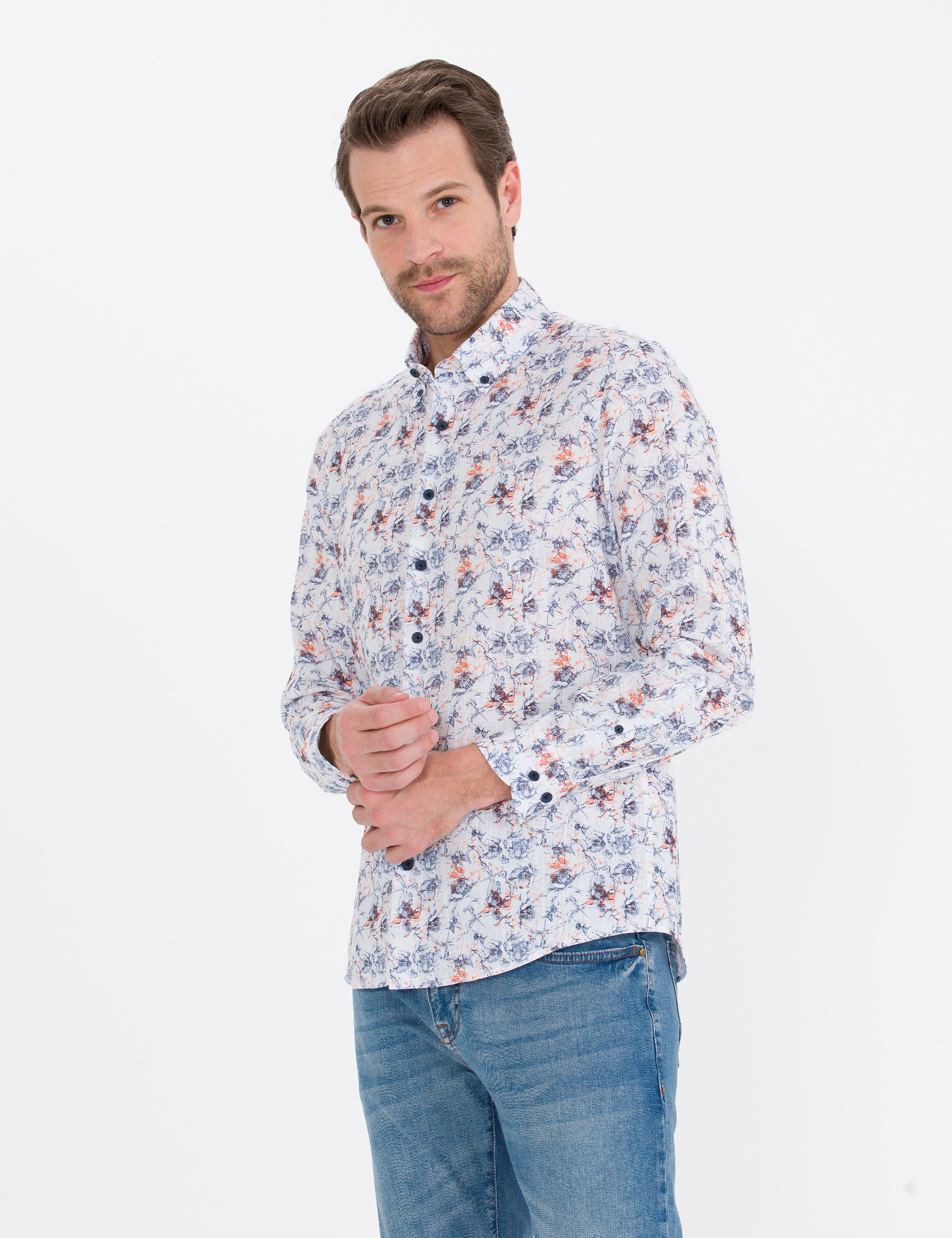 Lacivert Slim Fit Uzun Kollu Gömlek - Image 3