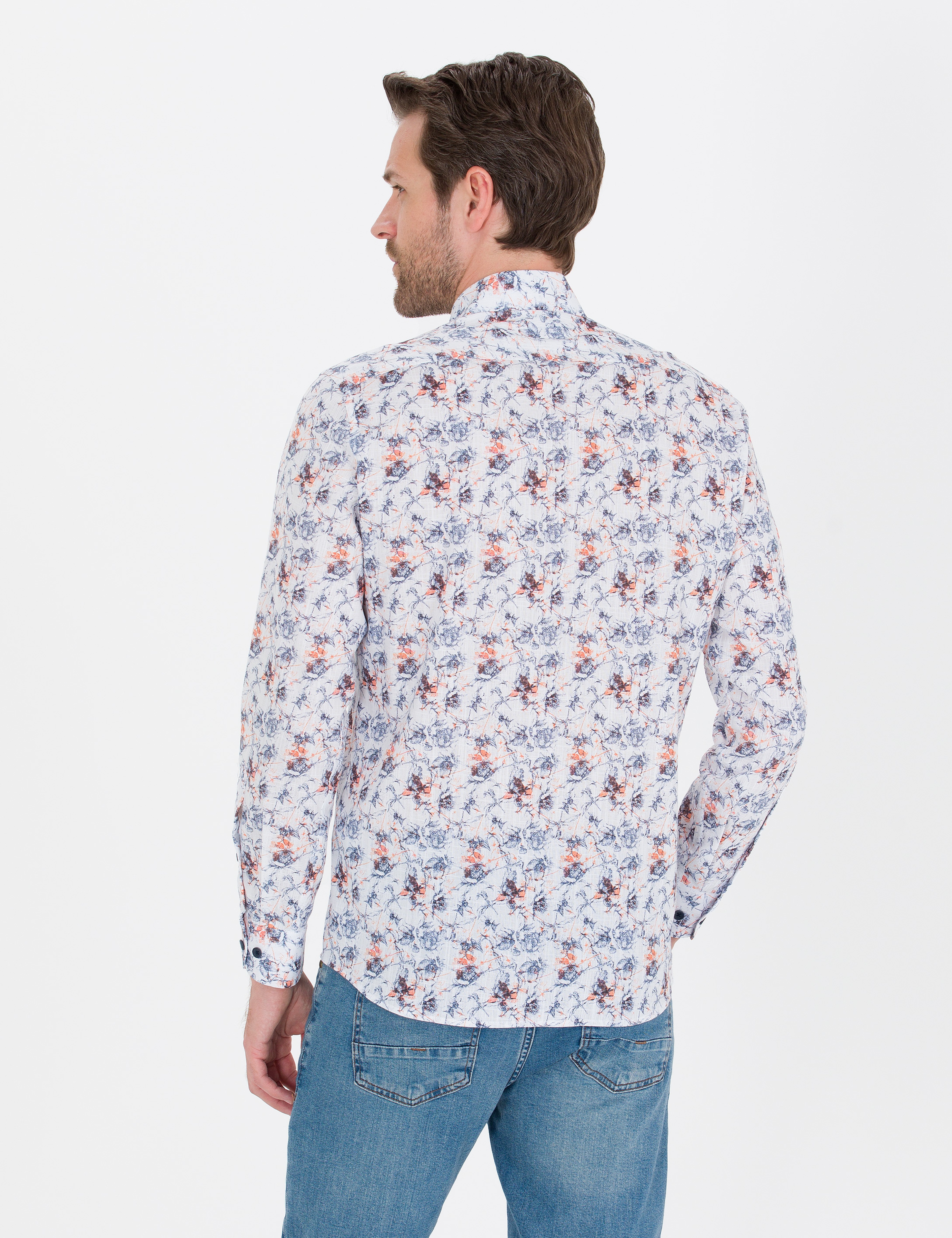 Lacivert Slim Fit Uzun Kollu Gömlek - Image 5
