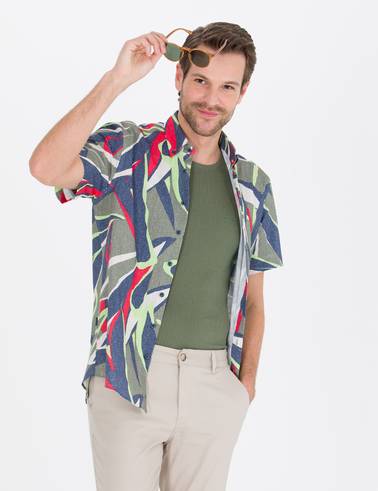 Haki Regular Fit Kısa Kollu Gömlek